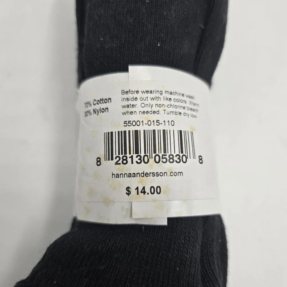 NWT Hanna Andersson Black Tights Size 110 US 5 Cotton Nylon New In‎ Package